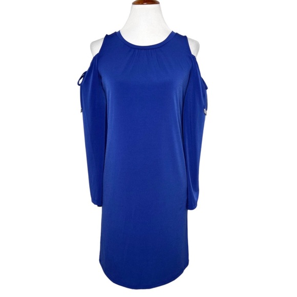 Michael Kors Dresses & Skirts - Michael Kors Royal Blue Cold Shoulder Tie Sleeve Knit Dress